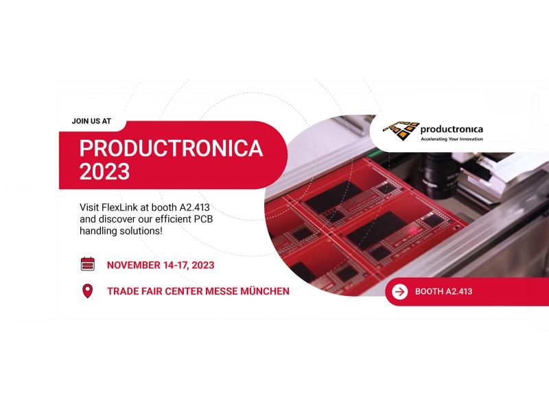 FlexLink showcases PCB handling at productronica 2023 